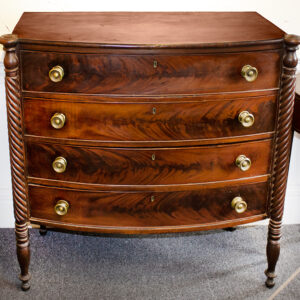 Antique Chest of Drawers, Federal Sheraton Bowfront, Northshore, Massachusetts, circa 1815 Inventory Thumbnail