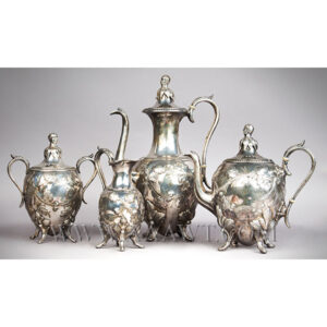 Four Piece Silver Plated Coffee and Tea Set, Daniel Webster Finials Inventory Thumbnail