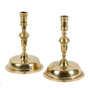 Candlesticks, A Fine Matched Pair of Copper Alloy, Low Bell Base Sticks Inventory Thumbnail