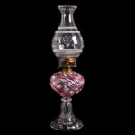 1475-3_Lamp,-Cranberry-&-White,-Clear-Base