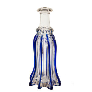 Decanter, Pittsburgh, 8 Rib Pillar Mold, Colorless, Cobalt Blue Accents Inventory Thumbnail