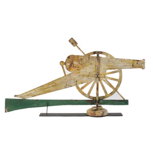 Nineteenth Century Cannon Weathervane with Sponge Pole, Painted Sheet Iron Inventory Thumbnail