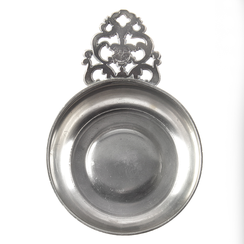 Pewter Porringer, Hamlin, Flowered Handle Inventory Thumbnail