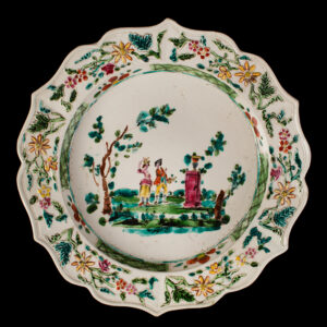 Eighteenth Century Decorated Plate, Chinese Garden Scene, Salt Glazed Inventory Thumbnail