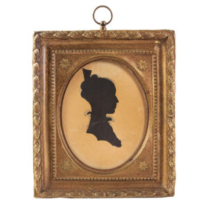 Nineteenth Century Hollow Cut Silhouette, Profile of Lady, Pen & Ink Details Inventory Thumbnail