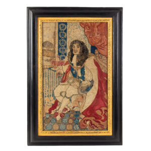 King Charles II Embroidered Needlework Memorial Portrait, Royal Robes, Garter Inventory Thumbnail