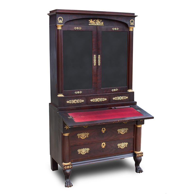 Mahogany Secretary – Bookcase, Glazed Top, Outstanding Ormolu Mounts Inventory Thumbnail