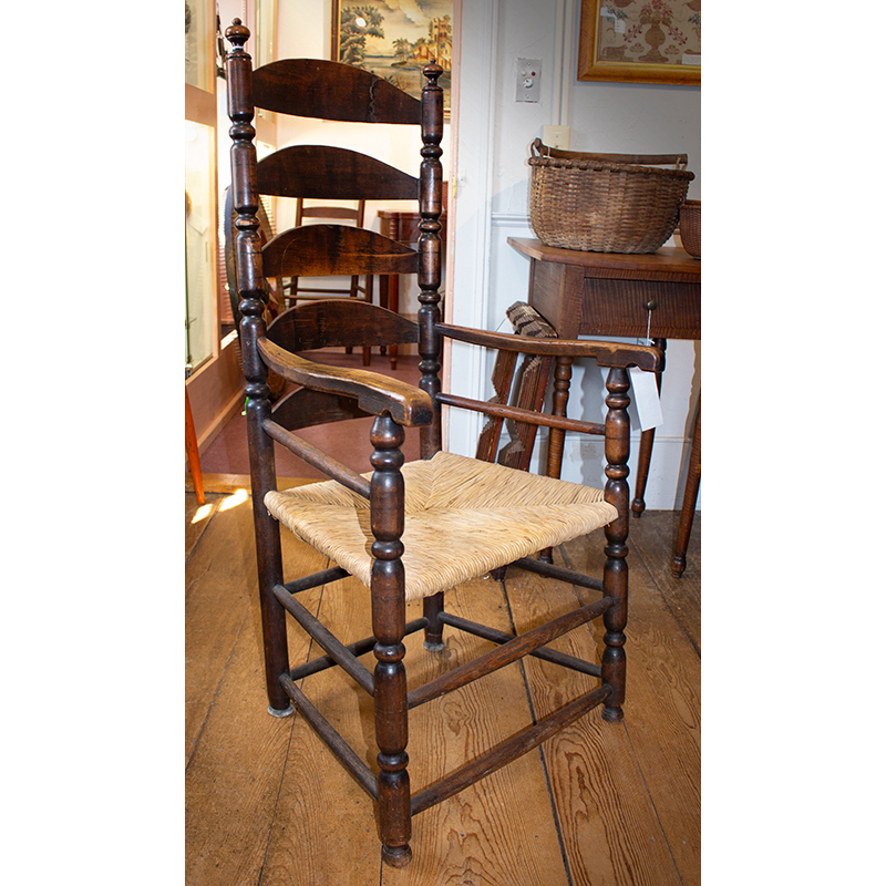 Ladderback Great Chair, Large Armchair, Graduated Slats, Sausage Turned Inventory Thumbnail