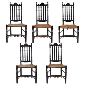 Matched Set – 5 William and Mary Banister Back Side Chairs Inventory Thumbnail