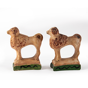 Chalkware Poodles, Pair, Original Paint Inventory Thumbnail