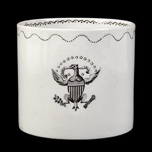 Staffordshire E Pluribus Unum Porcelain Cup, Great Seal of United States Inventory Thumbnail
