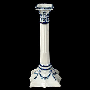 Wedgewood Queensware Candlestick Featuring Molded Decoration in Blue Inventory Thumbnail