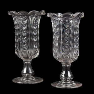 Pair of Blown and Molded Celery Vases, Pillar and Drape, Pittsburgh Inventory Thumbnail