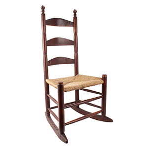 Early New England Ladderback Rocking Chair, Original Red Inventory Thumbnail