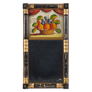 Eglomise Mirror, Split Column Tabernacle Mirror Featuring a Basket of Fruits Inventory Thumbnail