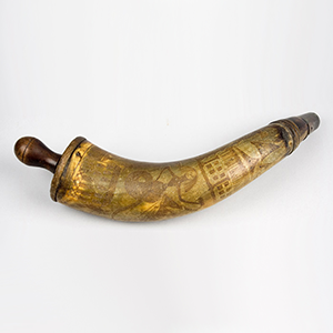 Early Powder Horn, Carved & Engraved, Mermaid, Buildings, Ships, Fish & More Inventory Thumbnail