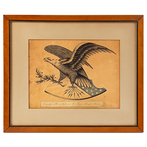 Eagle on Shield, Executed With a Steel Pen by George Shaefer – USA Inventory Thumbnail