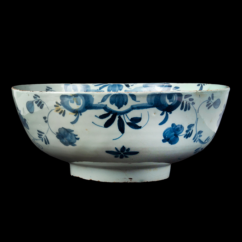 English Delft Punch Bowl, One More And Then, Blue and White Inventory Thumbnail