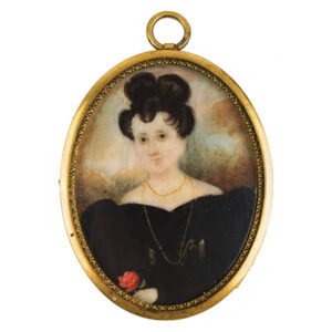Miniature Portrait, Lady Holding Rose, Attributed to Abraham Parsell (1791-1856) Inventory Thumbnail