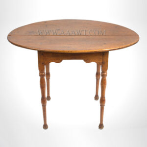 Table, Queen Anne Tea Table, Oval Top, Turned Legs, Traces of Red Inventory Thumbnail