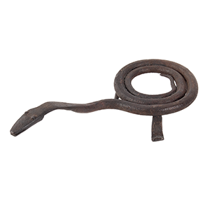 Early American Wrought Iron Folk Art Figural Trivet, Friendly Coiled Snake Inventory Thumbnail