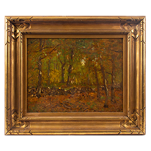 Painting, Wooded Fall Landscape, Grassy Hill, Orange, Connecticut Inventory Thumbnail