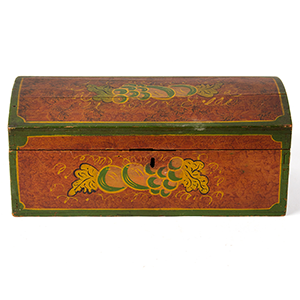 Small Document Box, Paint Decorated Dome Top Trunk Inventory Thumbnail