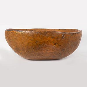 Eighteenth Century Carved Bowl in Mustard Color Paint, ENORMOUS Inventory Thumbnail