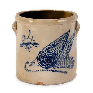 Stoneware Crock, Cobalt Decoration, Stamped C.W. BRAUN / BUFFALO, N.Y. Inventory Thumbnail