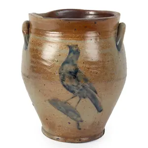 Stoneware Crock, Incised Bird and Flower, Made In The Albany, New York Area Inventory Thumbnail