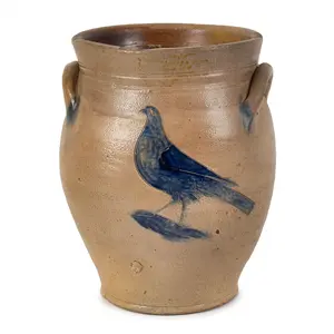 Stoneware Crock with Incised Bird & Flower Made In The Albany, New York Area Inventory Thumbnail