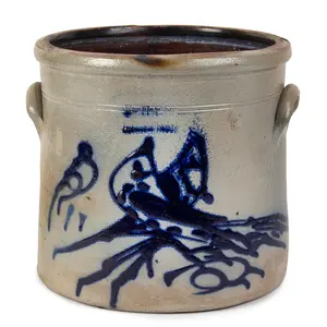 Stoneware Jug, Cobalt Double-Bird Decoration, Stamped “S. HART / FULTON,” Inventory Thumbnail