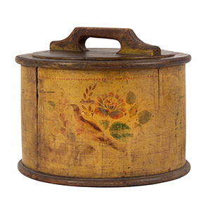 Bentwood Cake Box, Stenciled decoration on Yellow Painted Ground Inventory Thumbnail