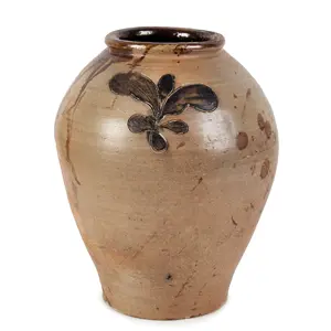 Stoneware Jar with Flower Decoration Made in Manhattan Inventory Thumbnail