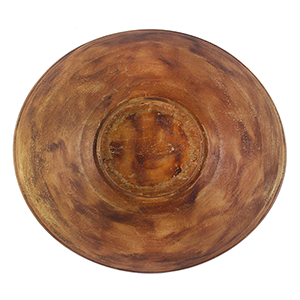 Large Paint Decorated Treen Bowl, Beehive Turnings, Rimed and Footed Inventory Thumbnail