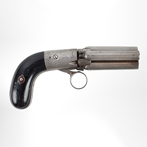 Pepperbox Pistol, Mariette Brevete, Four-Barrel, Serial Number 139, Marked “MARIETTE / BREVETE” on the front grip strap Inventory Thumbnail