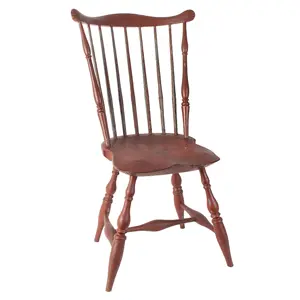 Fan Back Windsor Side Chair, Old Red Paint, Carved Ears Inventory Thumbnail