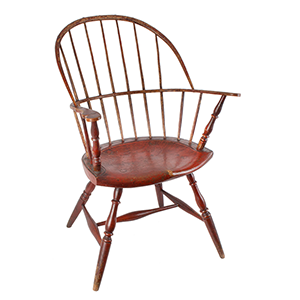 Sack-Back Windsor Armchair in Old Red Paint Inventory Thumbnail