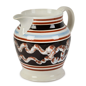 Mocha Pitcher, Double Earthworm Mochaware Jug Inventory Thumbnail