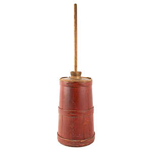 New England Butter Churn and Dasher, Original Red Paint Inventory Thumbnail