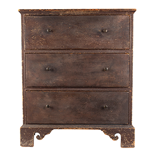 Children’s Chippendale Three-Drawer Chest Displaying Original Surface History Inventory Thumbnail