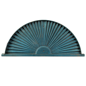 Small Architectural Demilune Fan in Blue Paint Inventory Thumbnail