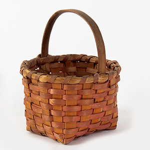 Miniature Wood Splint Basket with Sweet Grass Rim, Bentwood Handle Inventory Thumbnail