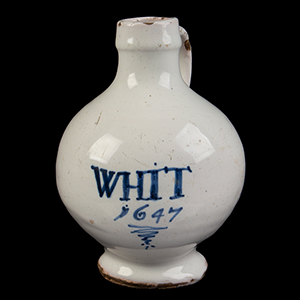 Delft Blue and White WHIT Wine Bottle, Dated 1647 Inventory Thumbnail