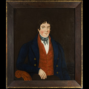 Folk Art Portrait of a Gentleman in a Red Vest – WILLIAM BIDDLE Inventory Thumbnail