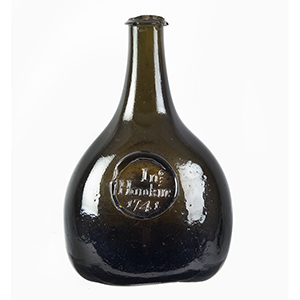 A Rare Sealed Half Size “Stretched Bladder” Wine Bottle Dated 1741 Inventory Thumbnail