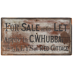 Trade Sign, “FOR SALE or to LET”, 19th C., Great Weathered Surface Inventory Thumbnail