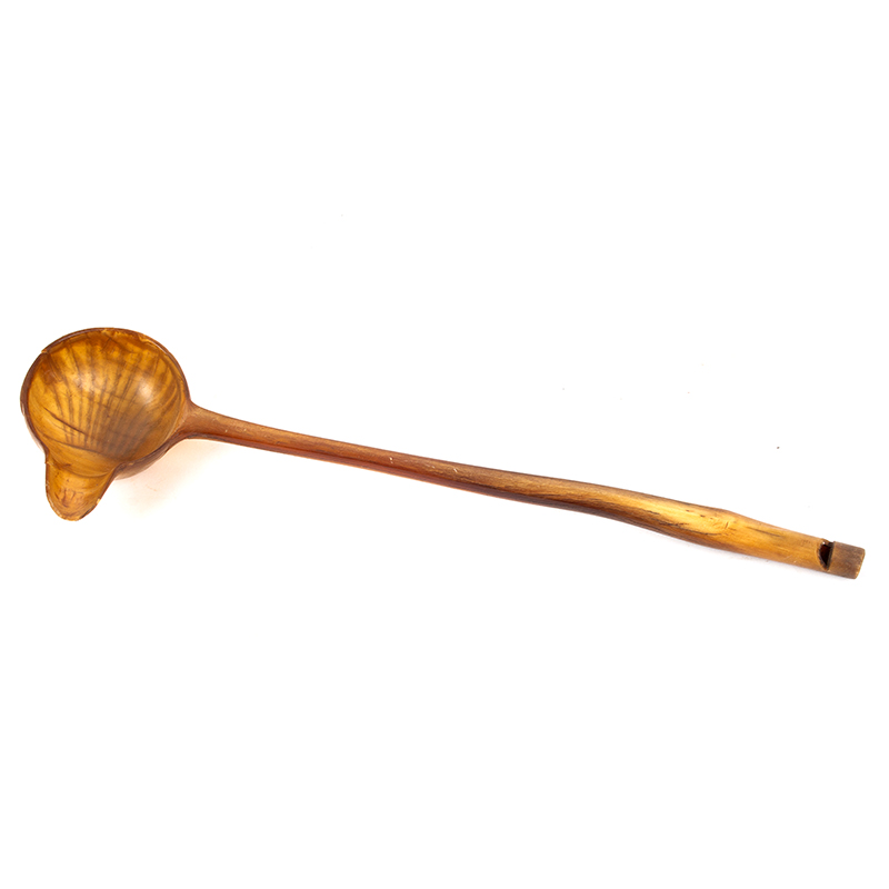 Horn Ladle, Whistle in Handle Tip, Shell Carved Bowl Inventory Thumbnail