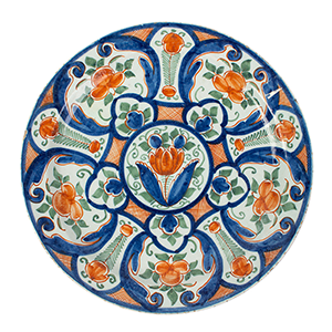 Large Dutch Polychrome Charger with Asian Design Decorated in Imari Colors Inventory Thumbnail