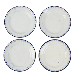 Four Adams & Sons Blue Feather Edge Plates Inventory Thumbnail